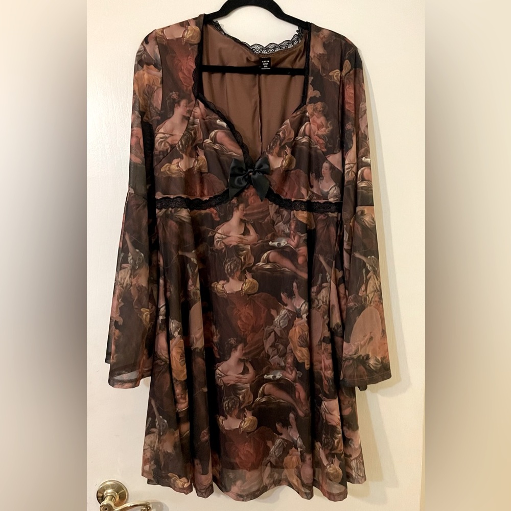 SHEIN Curve Victorian Print A-Line Dress is NWOT Sz 2XL